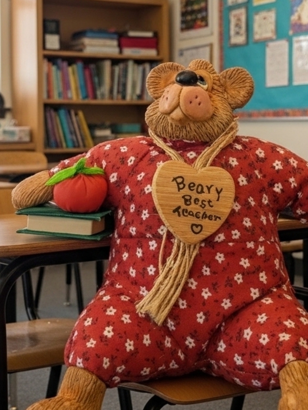 Russ Berrie Country Folks "Miss Appleton" Beary Best Teacher 🍎🐻 Figurine